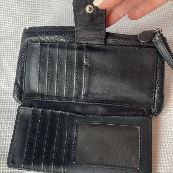 Giani Bernini Grab & Go Black Leather Wallet Wristlet - Picture 6 of 7